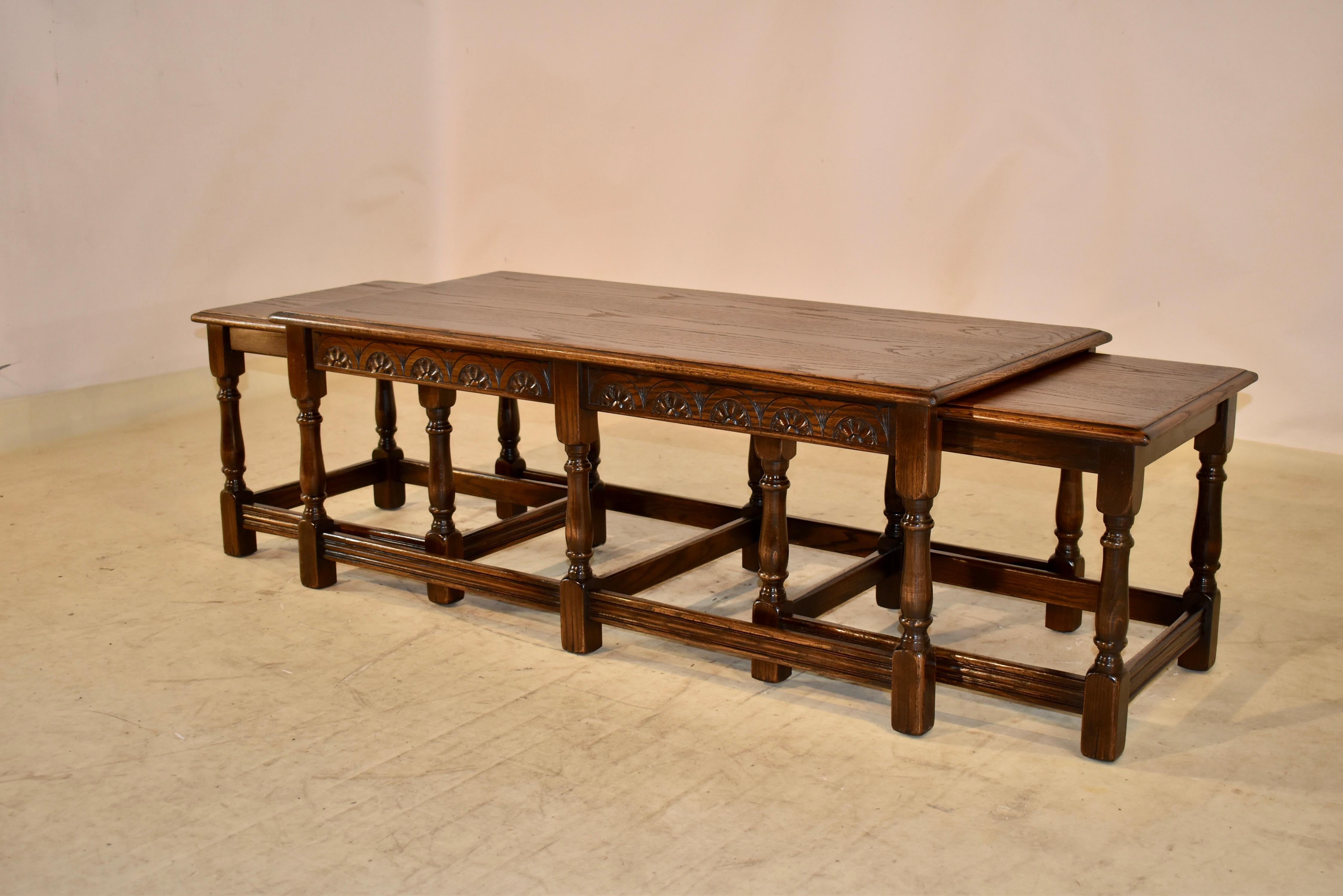 Nest of Three English Coffee Tables, circa 1920 For Sale 7
