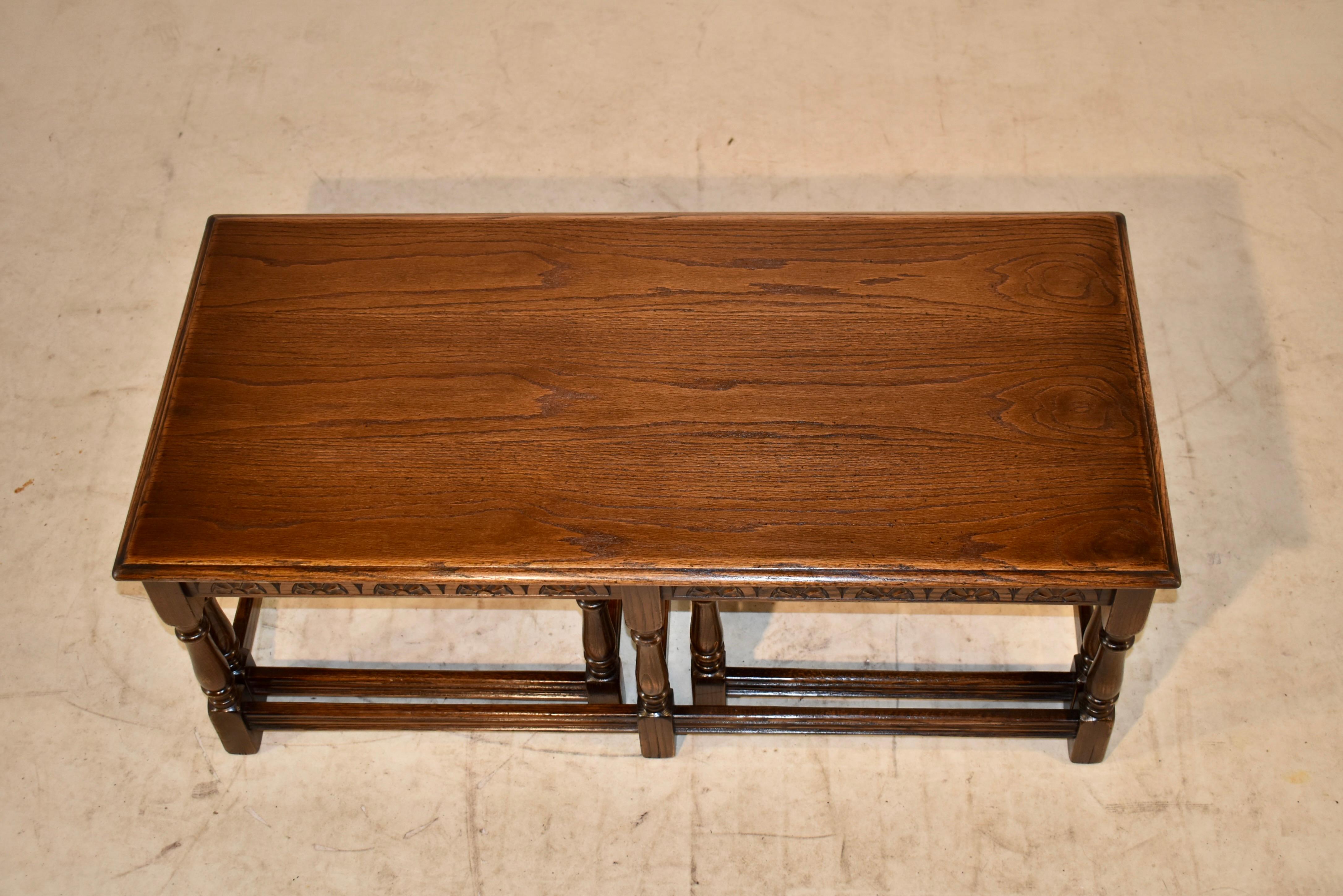 Nest of Three English Coffee Tables, circa 1920 For Sale 1