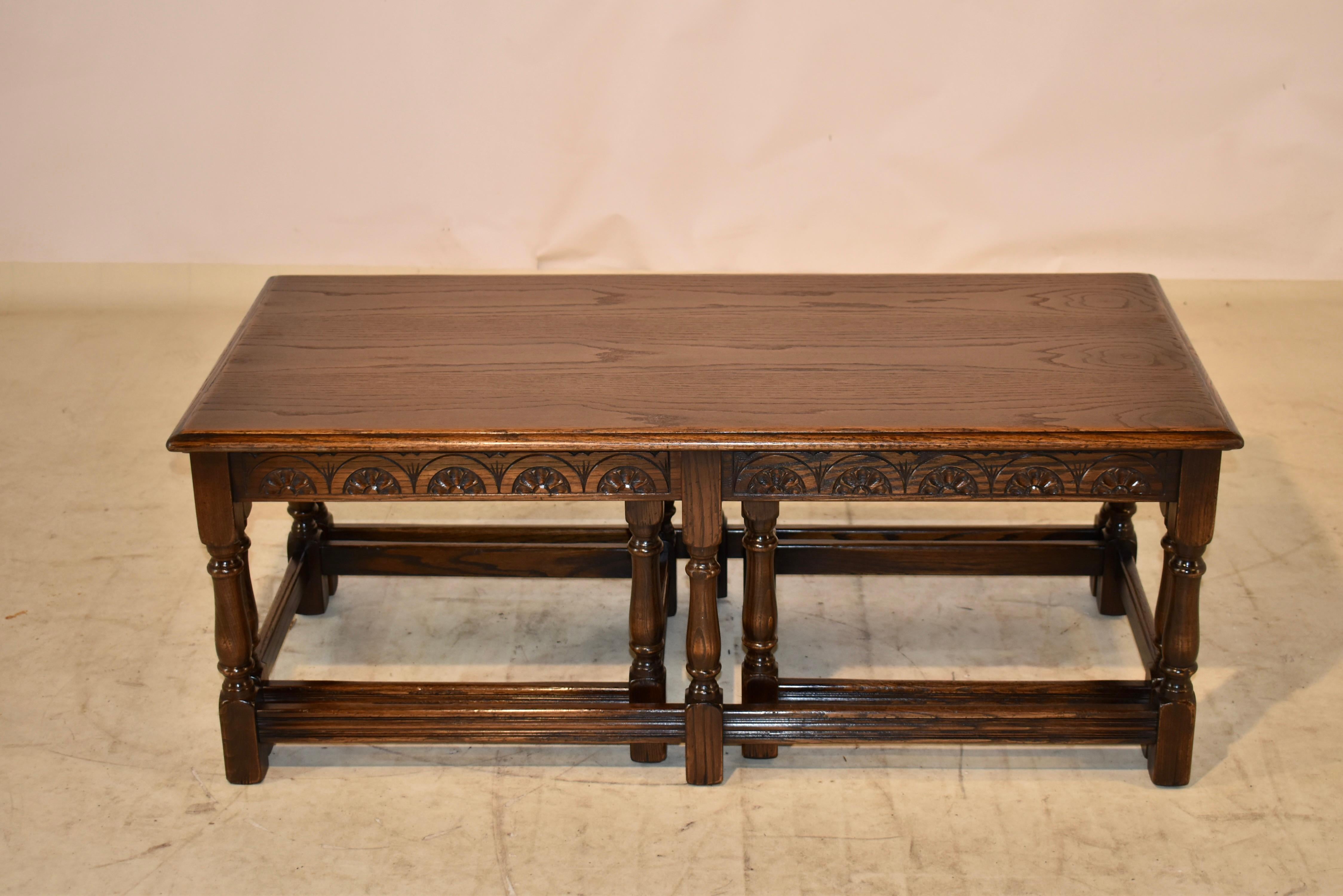 Nest of Three English Coffee Tables, circa 1920 For Sale 2