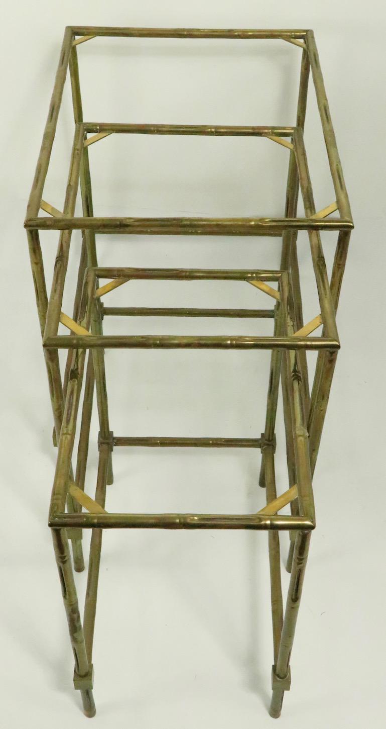 Nest of Three Faux Bamboo Brass Nesting Tables 6