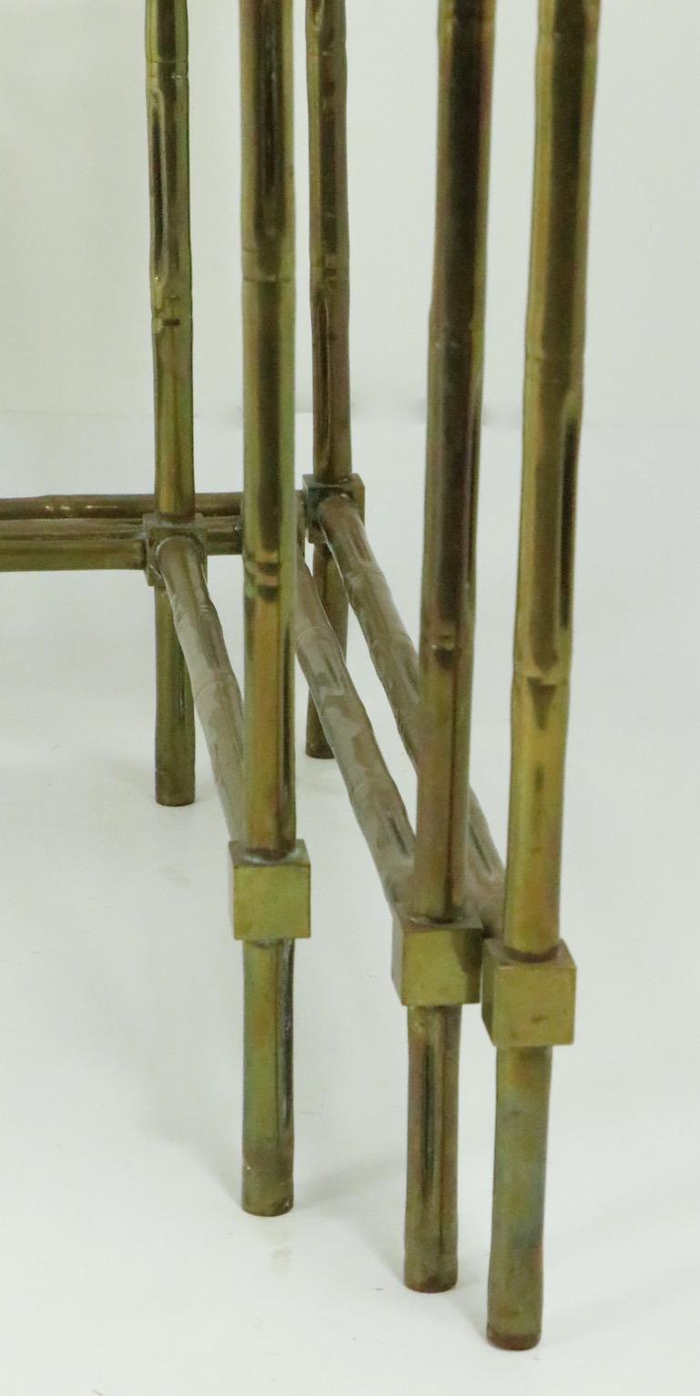 Italian Nest of Three Faux Bamboo Brass Nesting Tables