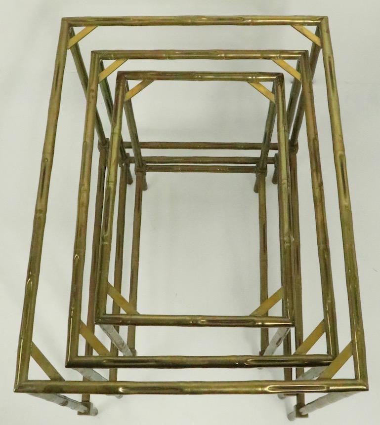 Nest of Three Faux Bamboo Brass Nesting Tables 1