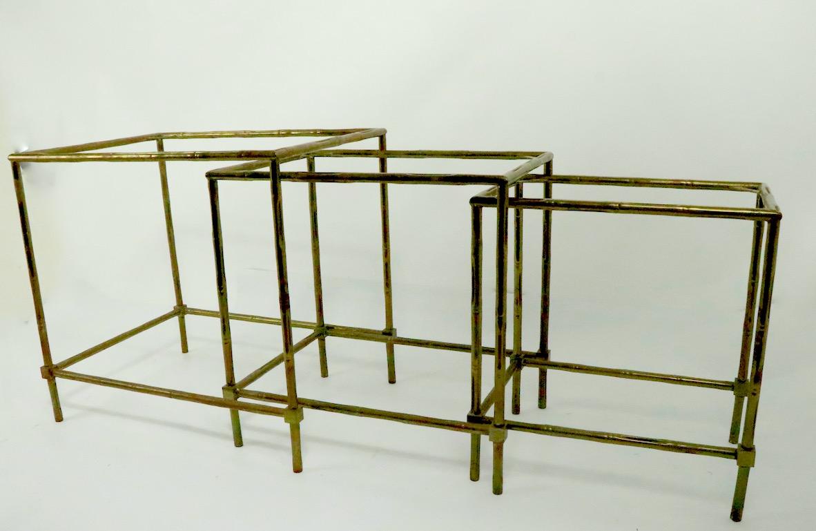 Nest of Three Faux Bamboo Brass Nesting Tables 3