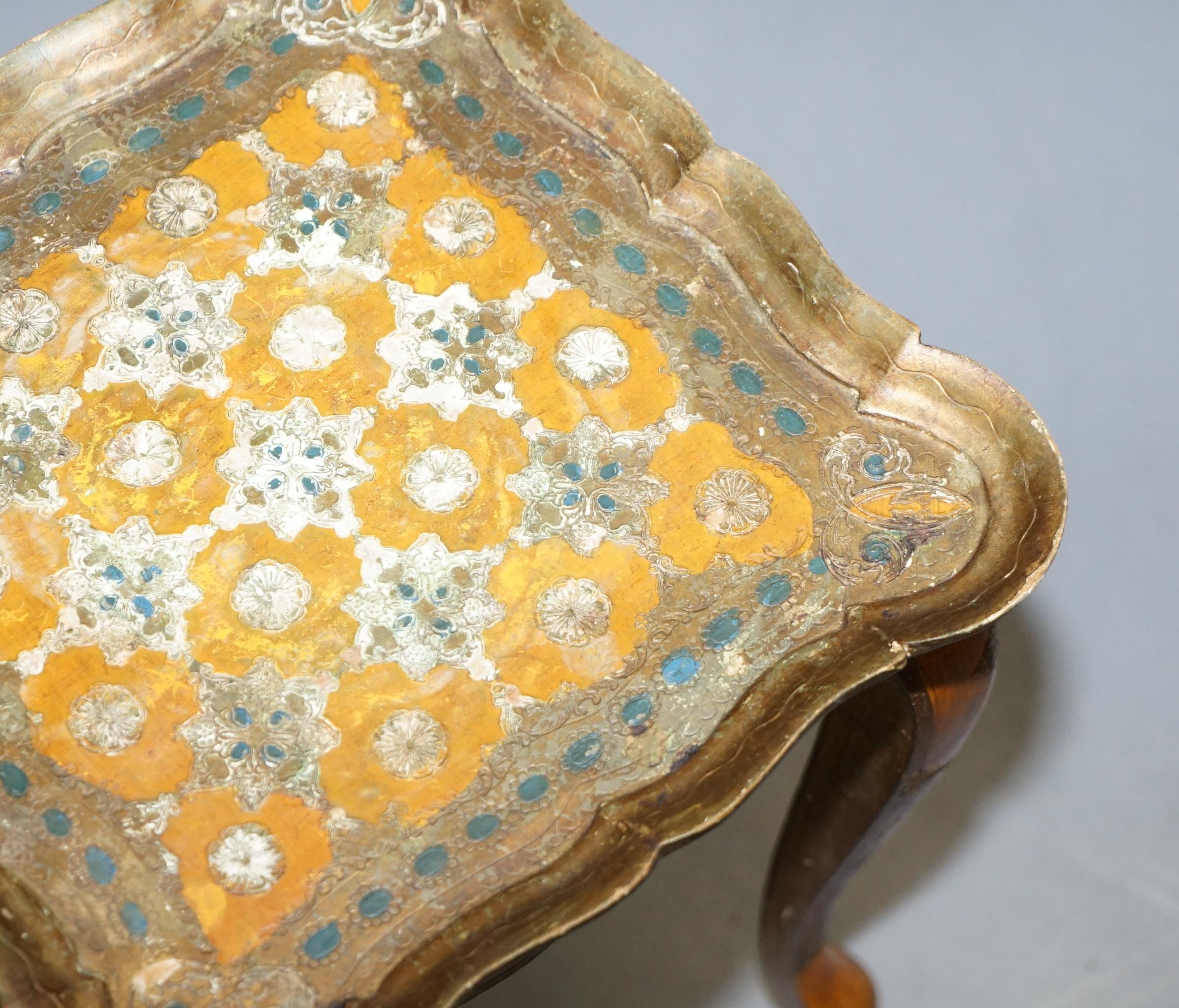 Nest of Three G Serraglini Firenze Tables Made in Italy Hand Painted Distressed For Sale 9