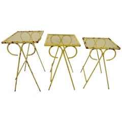 Nest of Three Garden Patio Tables Sculptura by Woodard