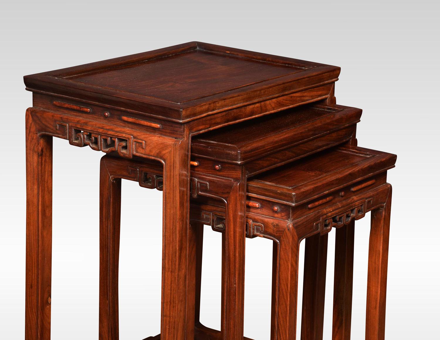 20th Century Nest of Three Graduated Chinese Rosewood Tables