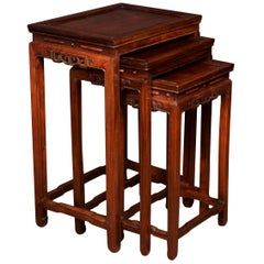 Nest of Three Graduated Chinese Rosewood Tables