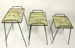 Nido di tre pezzi di metà secolo  Tavoli da giardino in ferro battuto