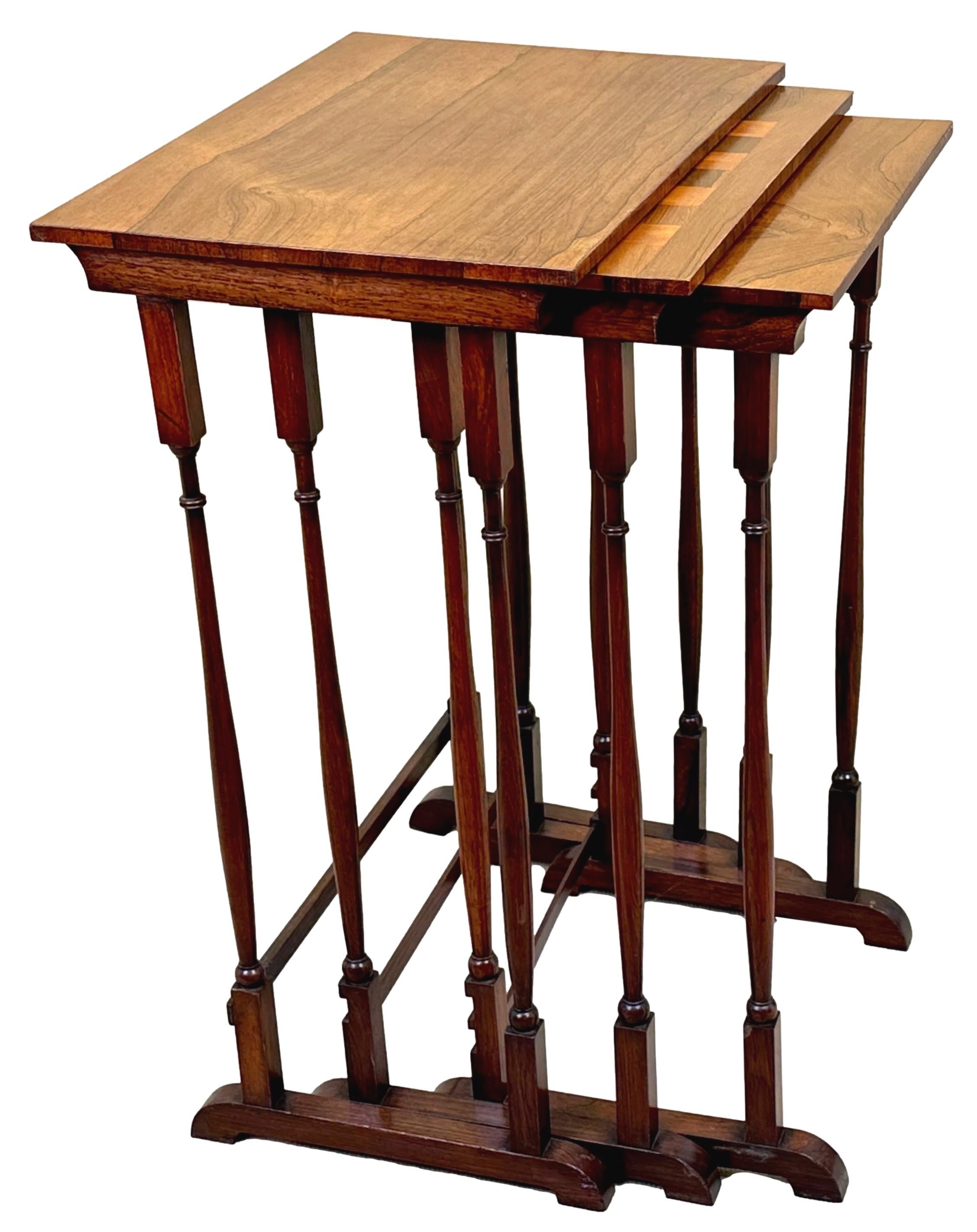 English Nest of Three Regency Rosewood Coffee Tables For Sale