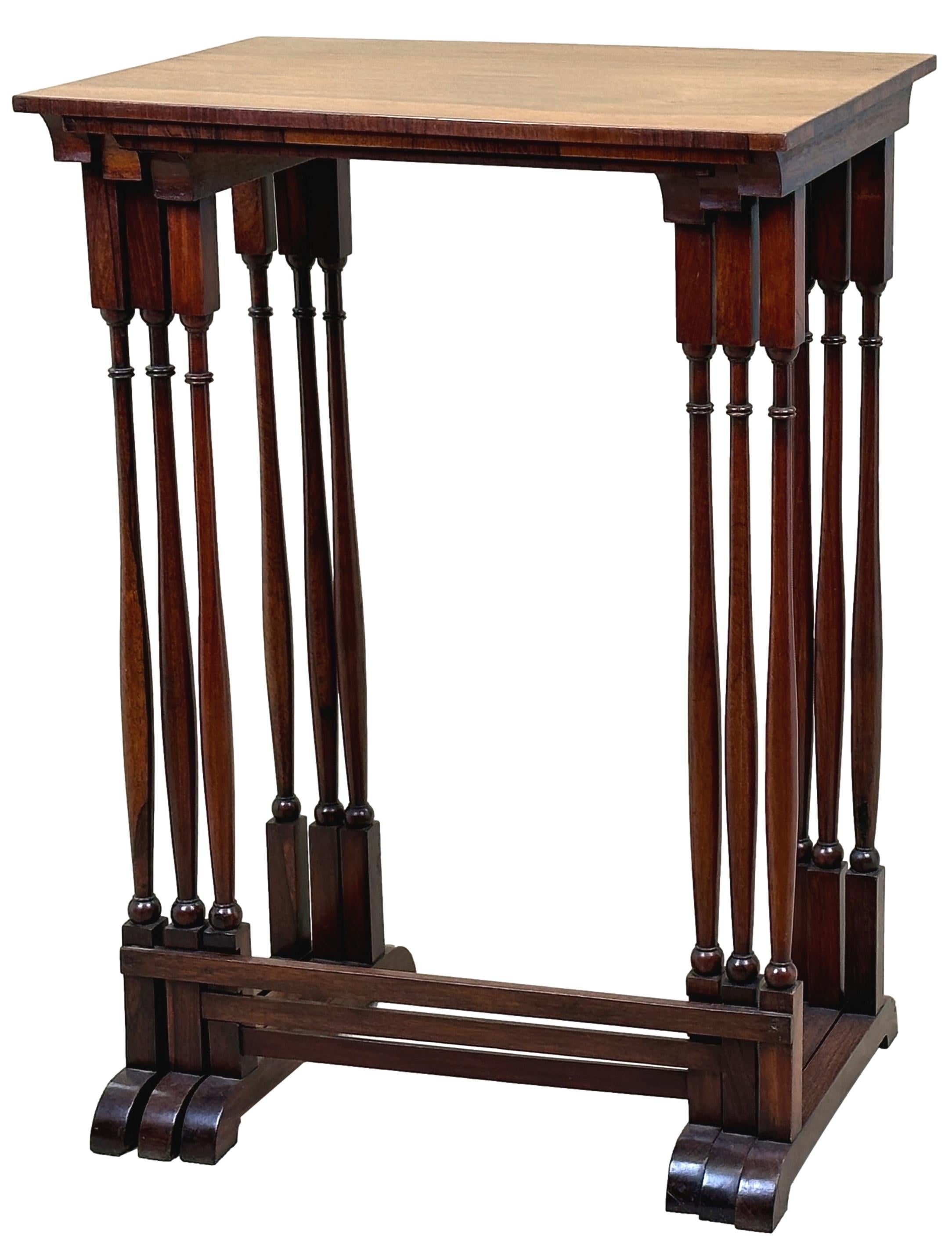 Nest of Three Regency Rosewood Coffee Tables For Sale 4