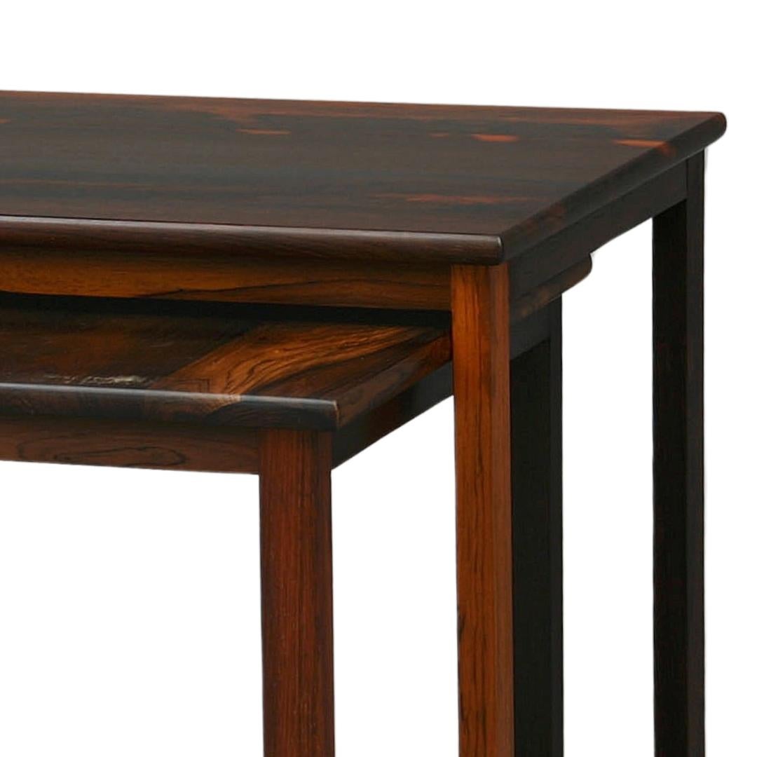 Scandinavian Modern Nest of Three Solid Wood Tables, One Large and Two Small For Sale