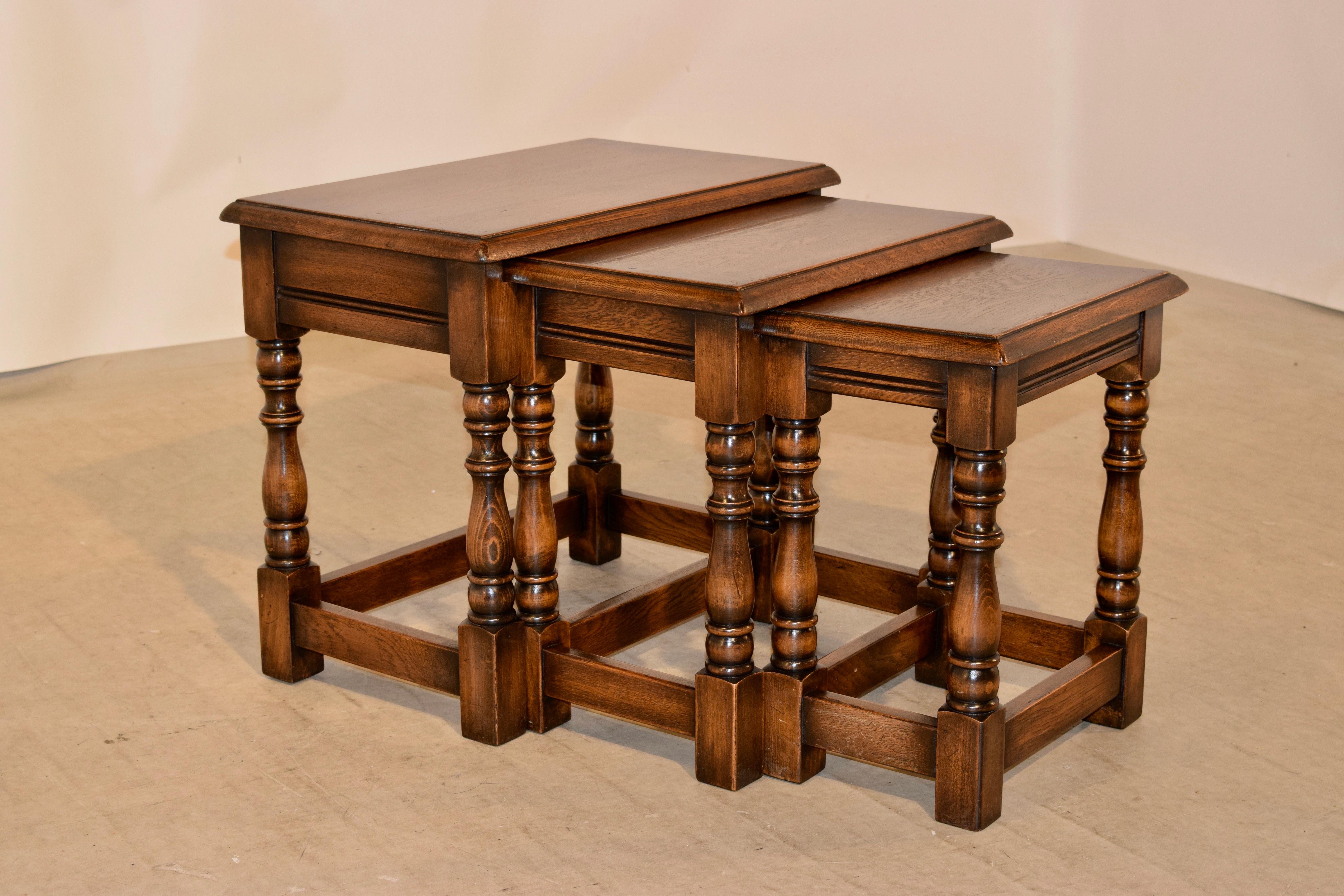 Turned Nest of Three Tables, circa 1900