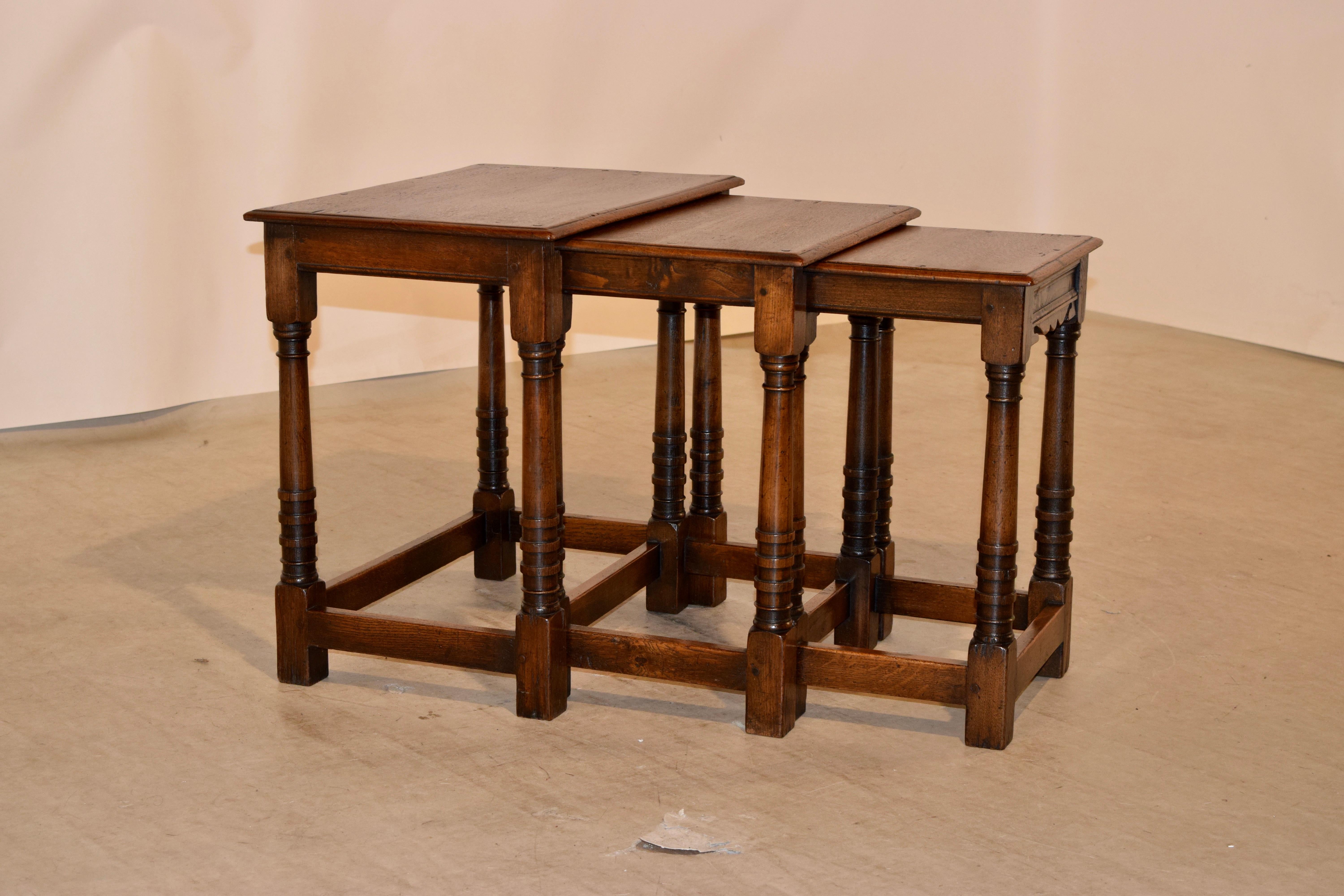 Turned Nest of Three Tables, circa 1900