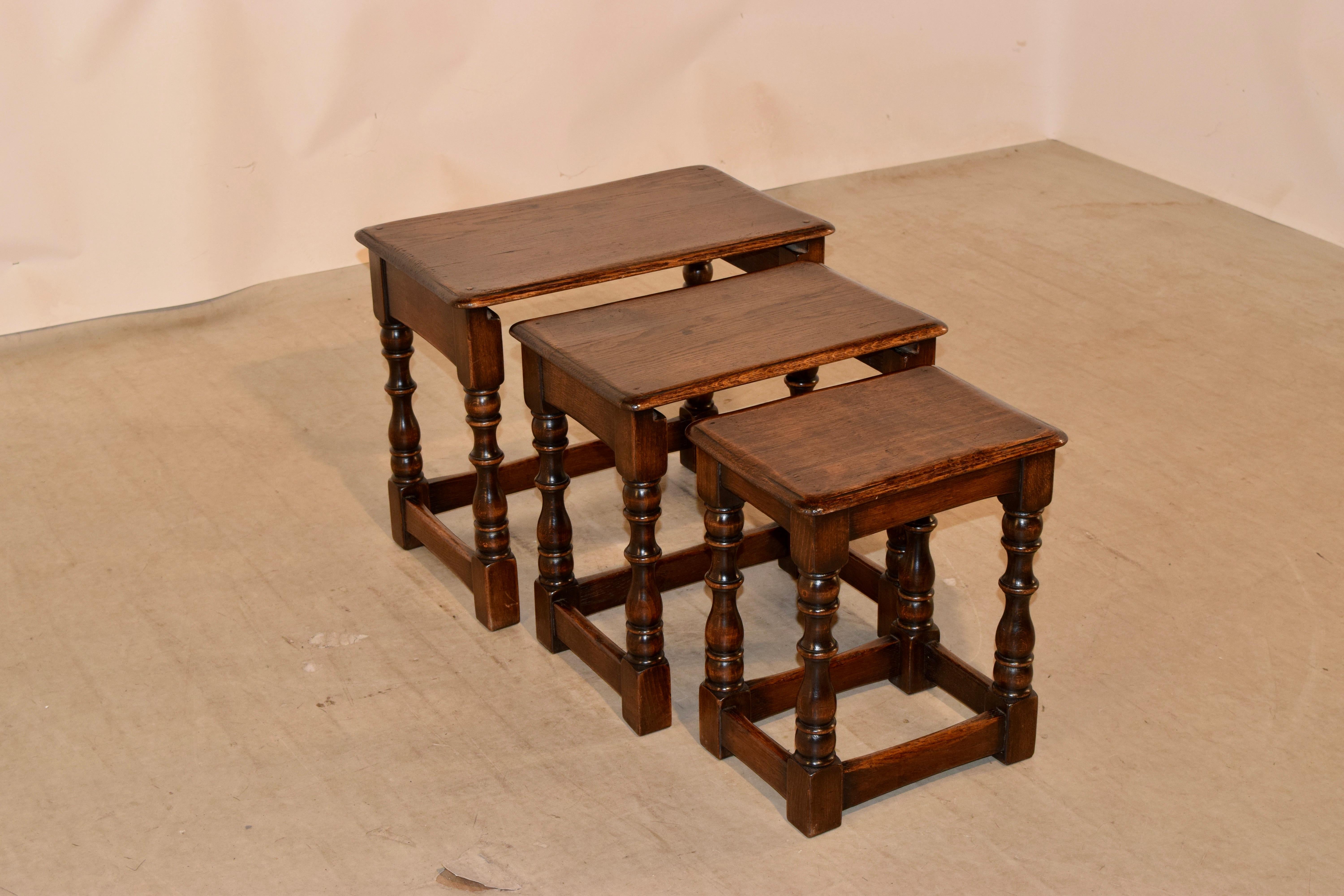 Early 20th Century Nest of Three Tables, circa 1900