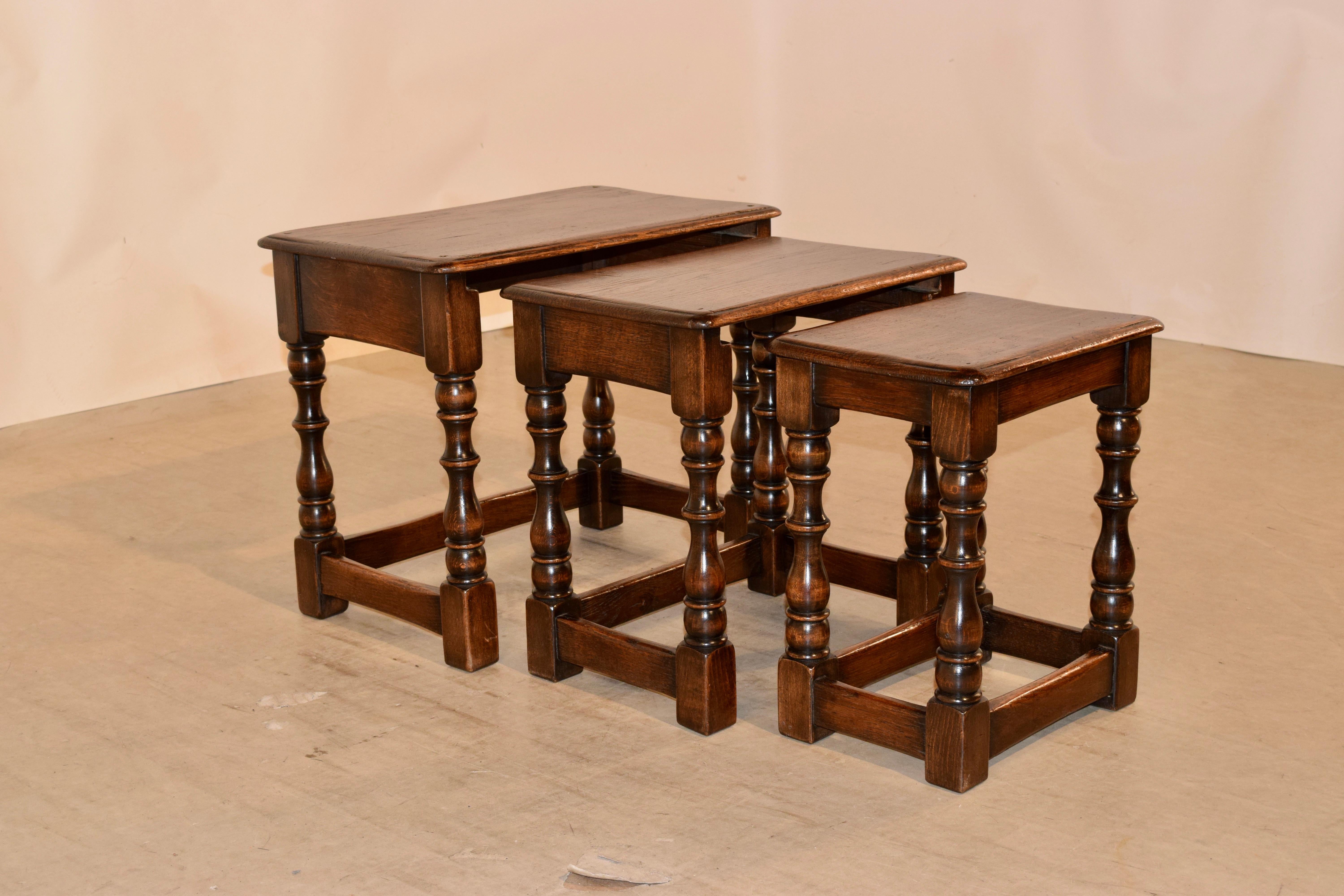 Oak Nest of Three Tables, circa 1900