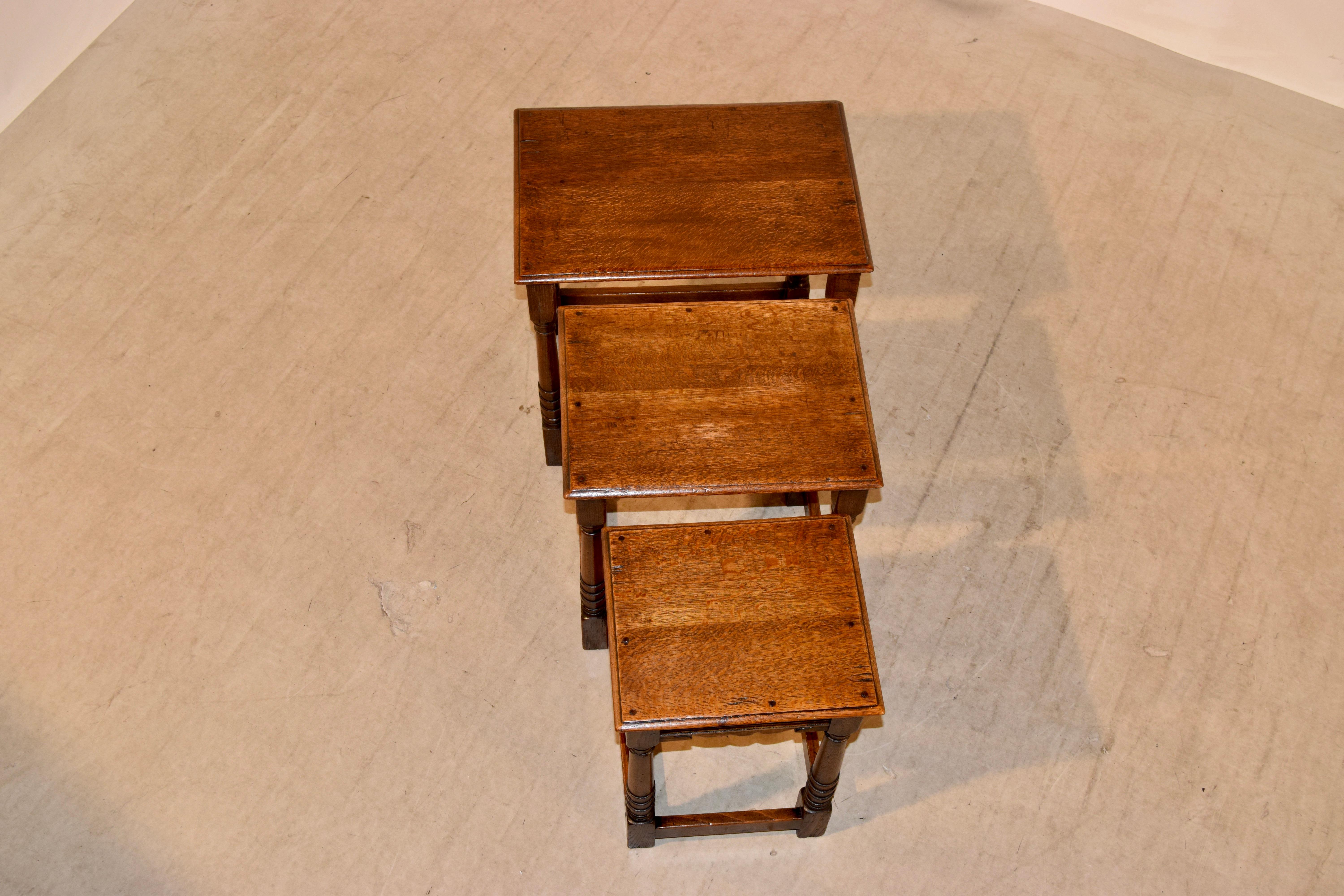 Early 20th Century Nest of Three Tables, circa 1900