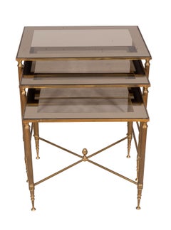 Nest of Three Vintage Brass Tables