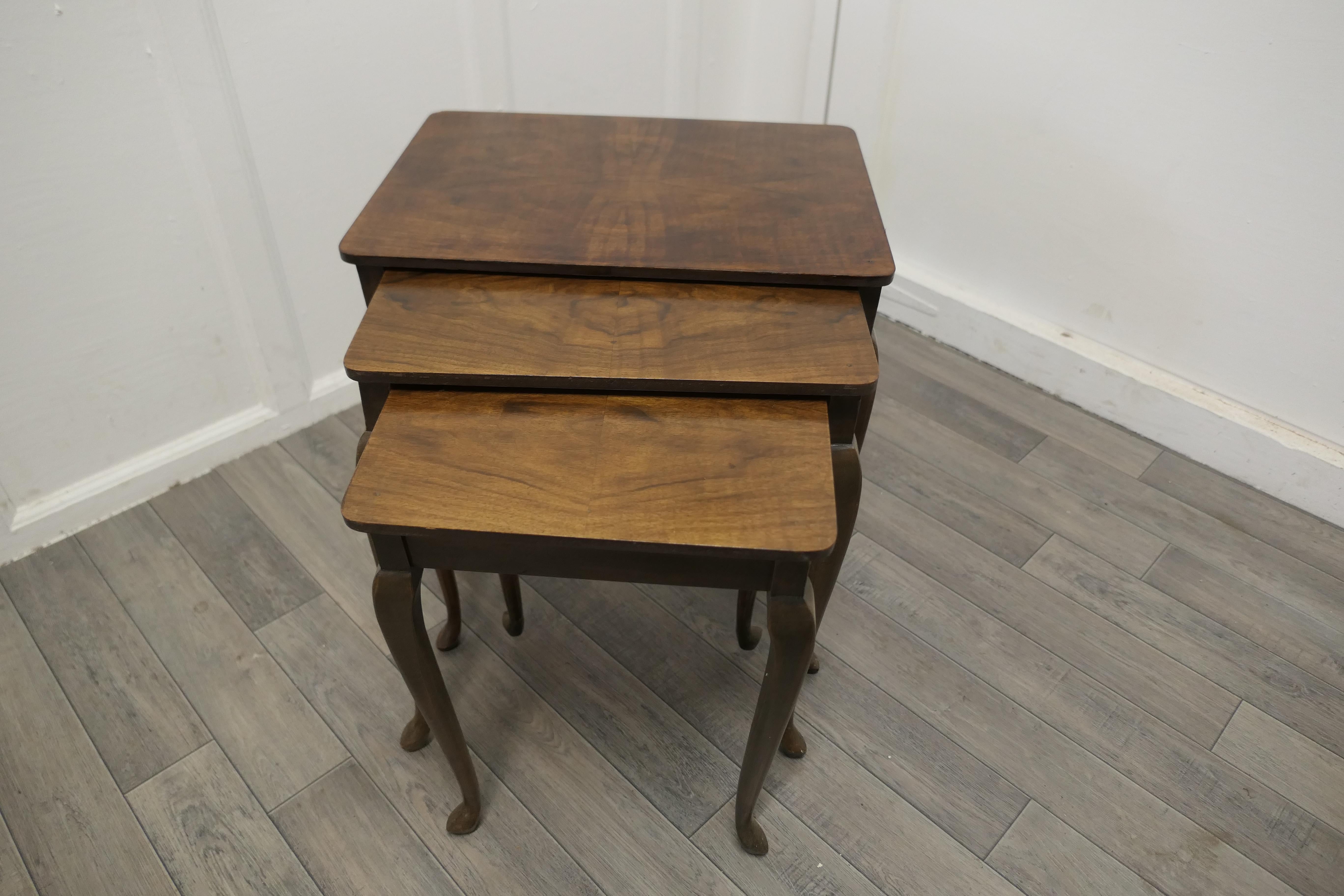 20th Century Nest of Three Walnut Art Deco Tables   For Sale