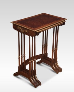 Nest of Three Walnut Parquetry Topped Tables