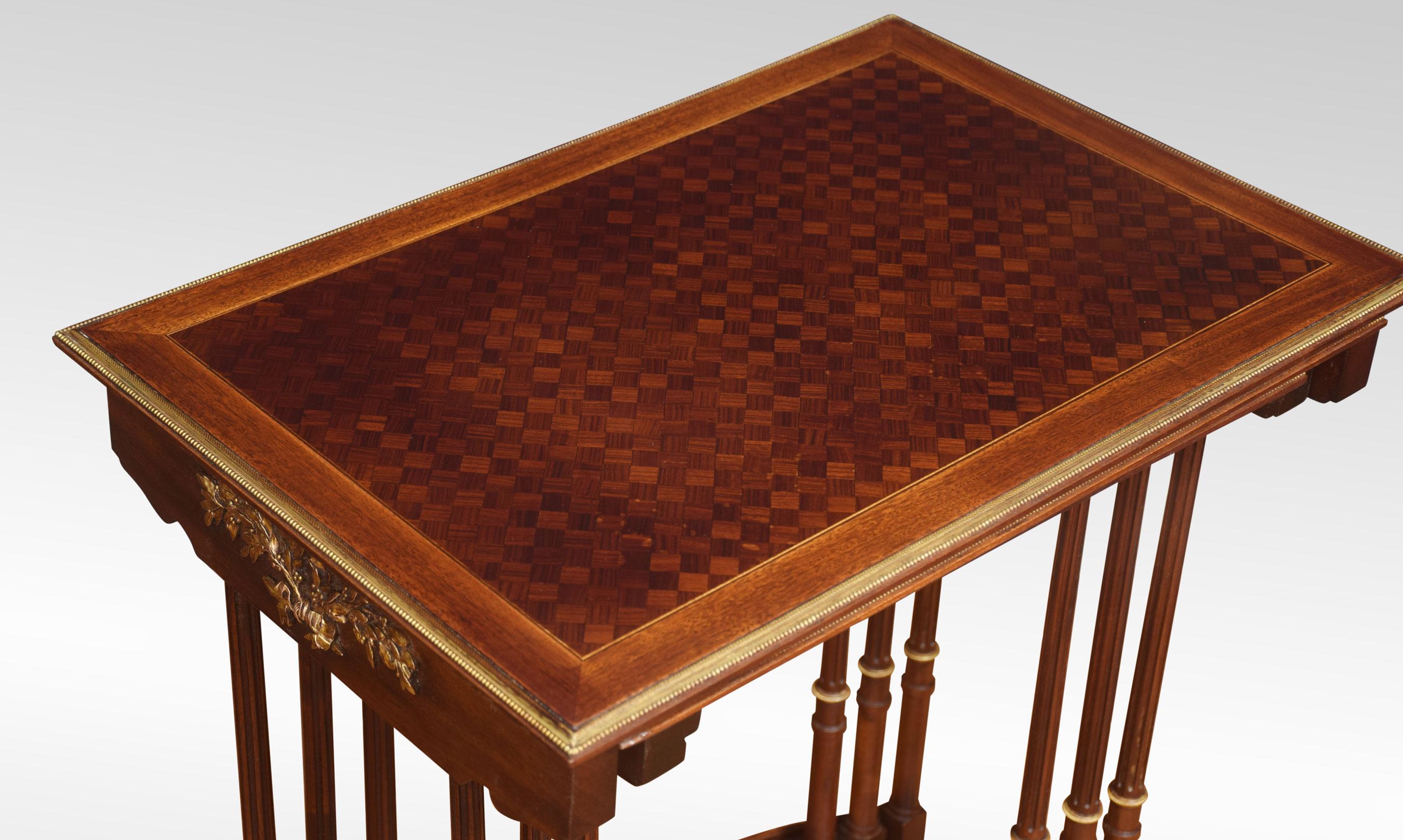 Wood Nest of Three Walnut Parquetry Topped Tables For Sale