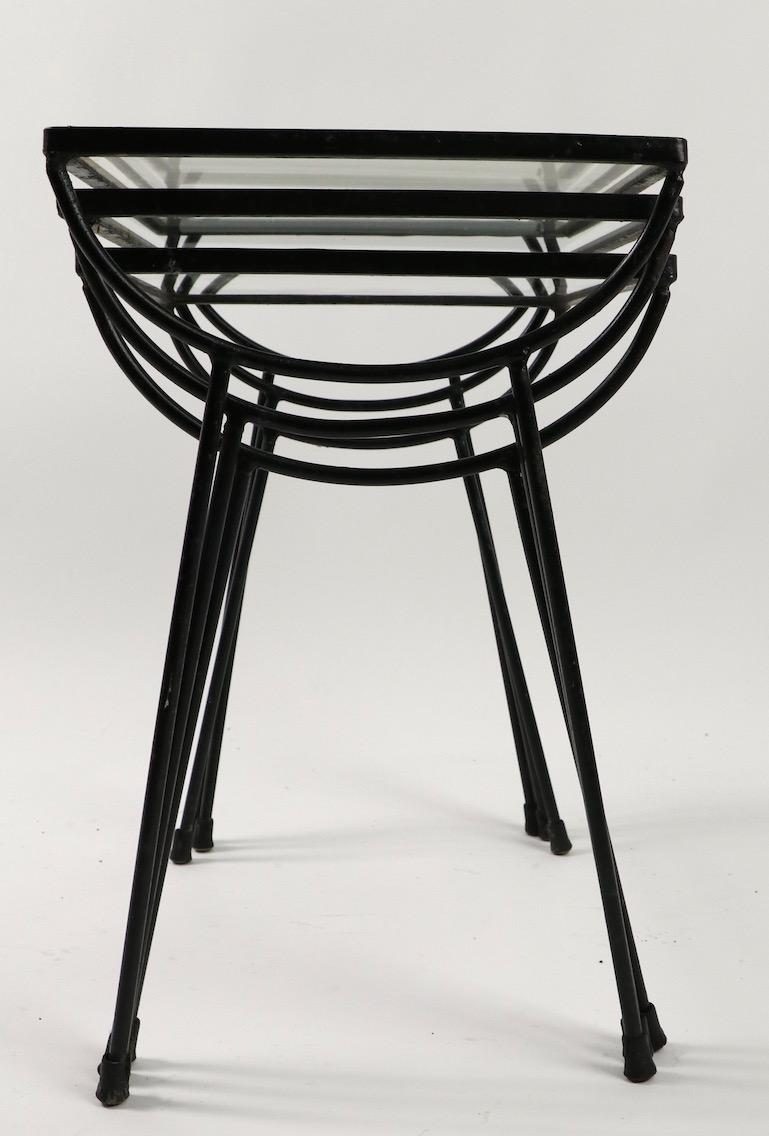 Nest of Three Wrought Iron Tables by Frank and Sons after Nelson for Arbuck 3