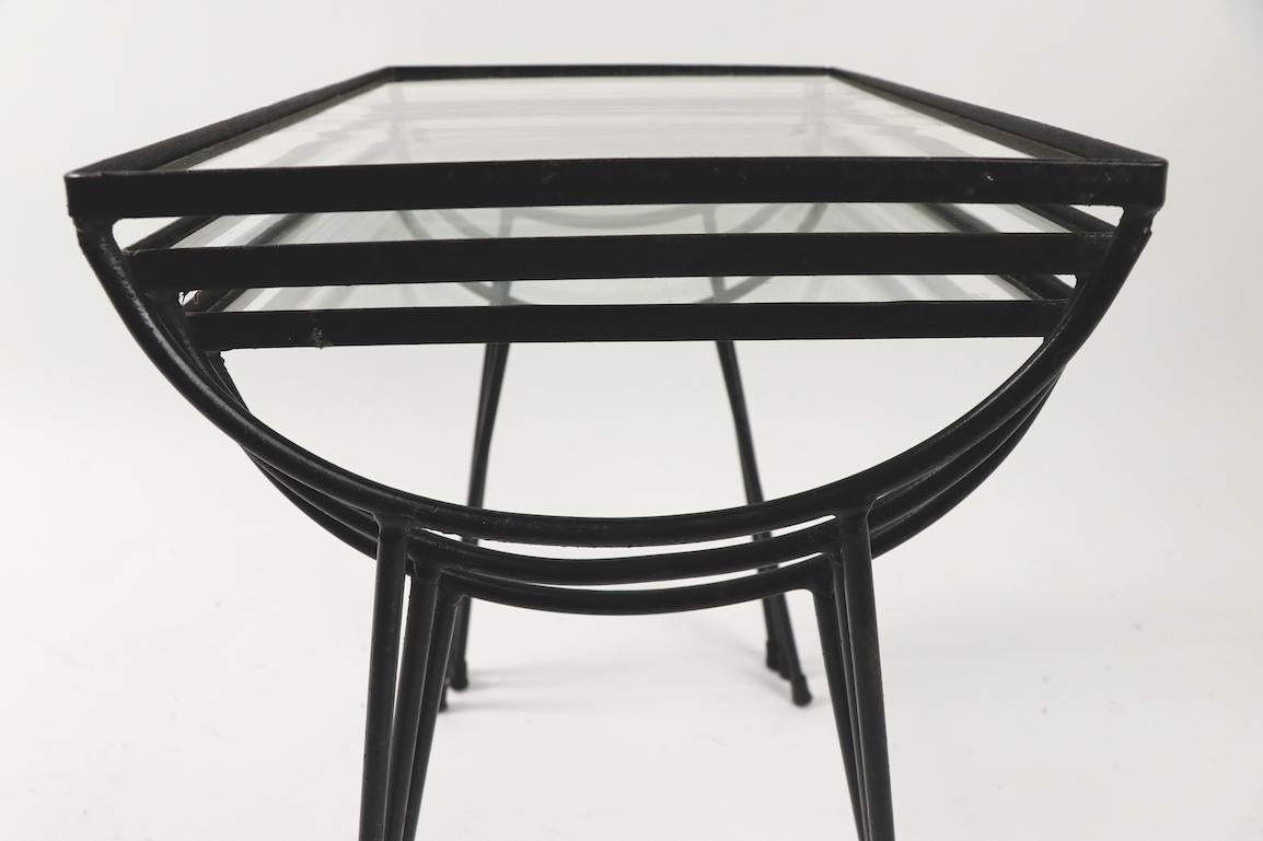 Nest of Three Wrought Iron Tables by Frank and Sons after Nelson for Arbuck 4