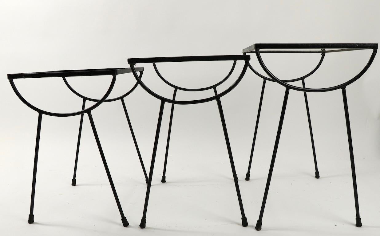 Nest of Three Wrought Iron Tables by Frank and Sons after Nelson for Arbuck 6