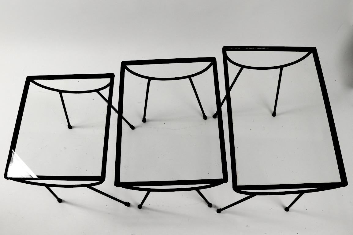 Nest of Three Wrought Iron Tables by Frank and Sons after Nelson for Arbuck 8
