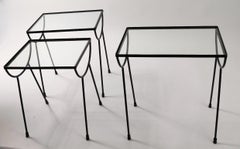 Nest of Three Wrought Iron Tables by Frank and Sons after Nelson for Arbuck