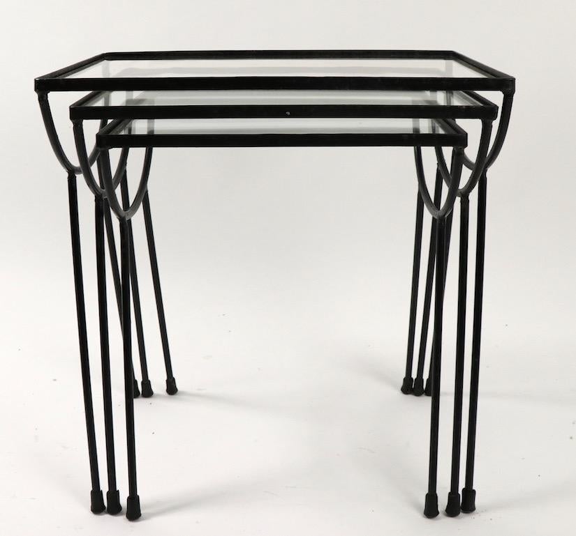 American Nest of Three Wrought Iron Tables by Frank and Sons after Nelson for Arbuck