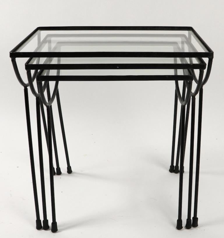 Nest of Three Wrought Iron Tables by Frank and Sons after Nelson for Arbuck In Good Condition In New York, NY