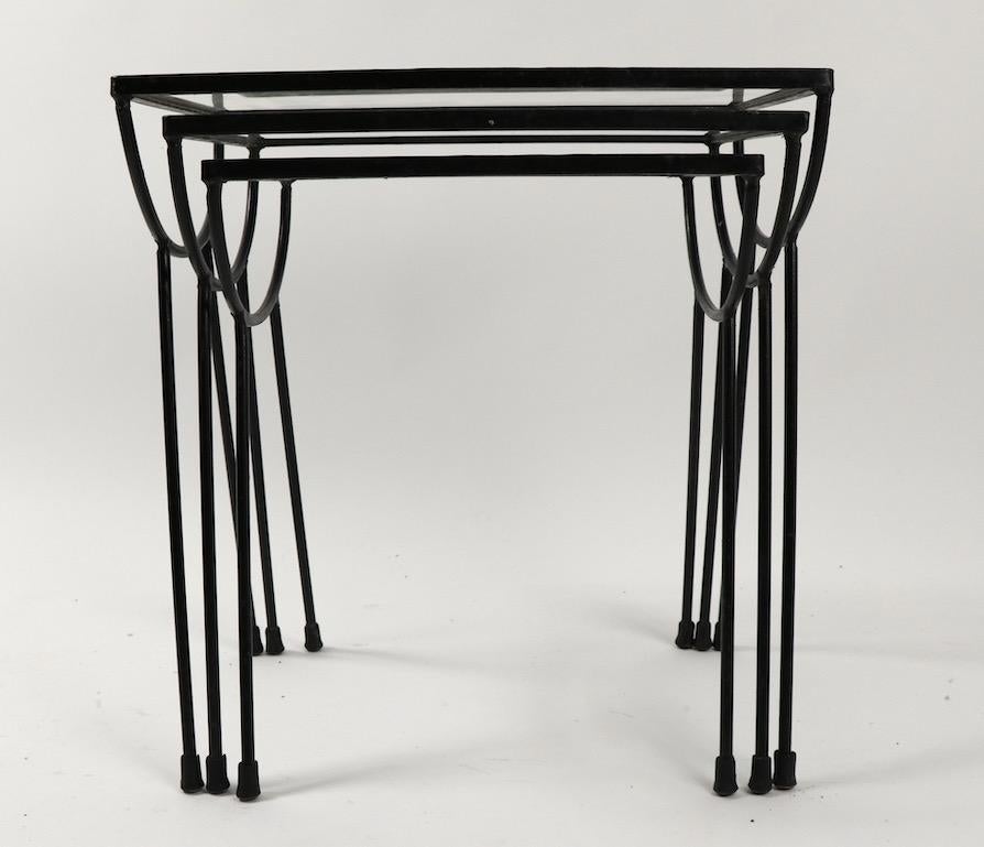 Nest of Three Wrought Iron Tables by Frank and Sons after Nelson for Arbuck 1