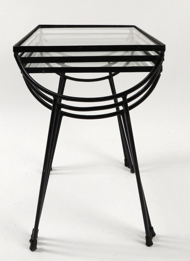 Nest of Three Wrought Iron Tables by Frank and Sons after Nelson for Arbuck 2