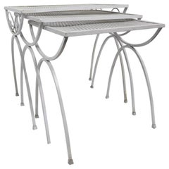 Used Nest of Wrought Iron Garden Patio Tables attributed to Salterini