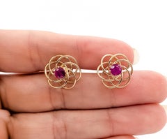 Nest Ruby Stud Earrings in 14k Yellow Gold