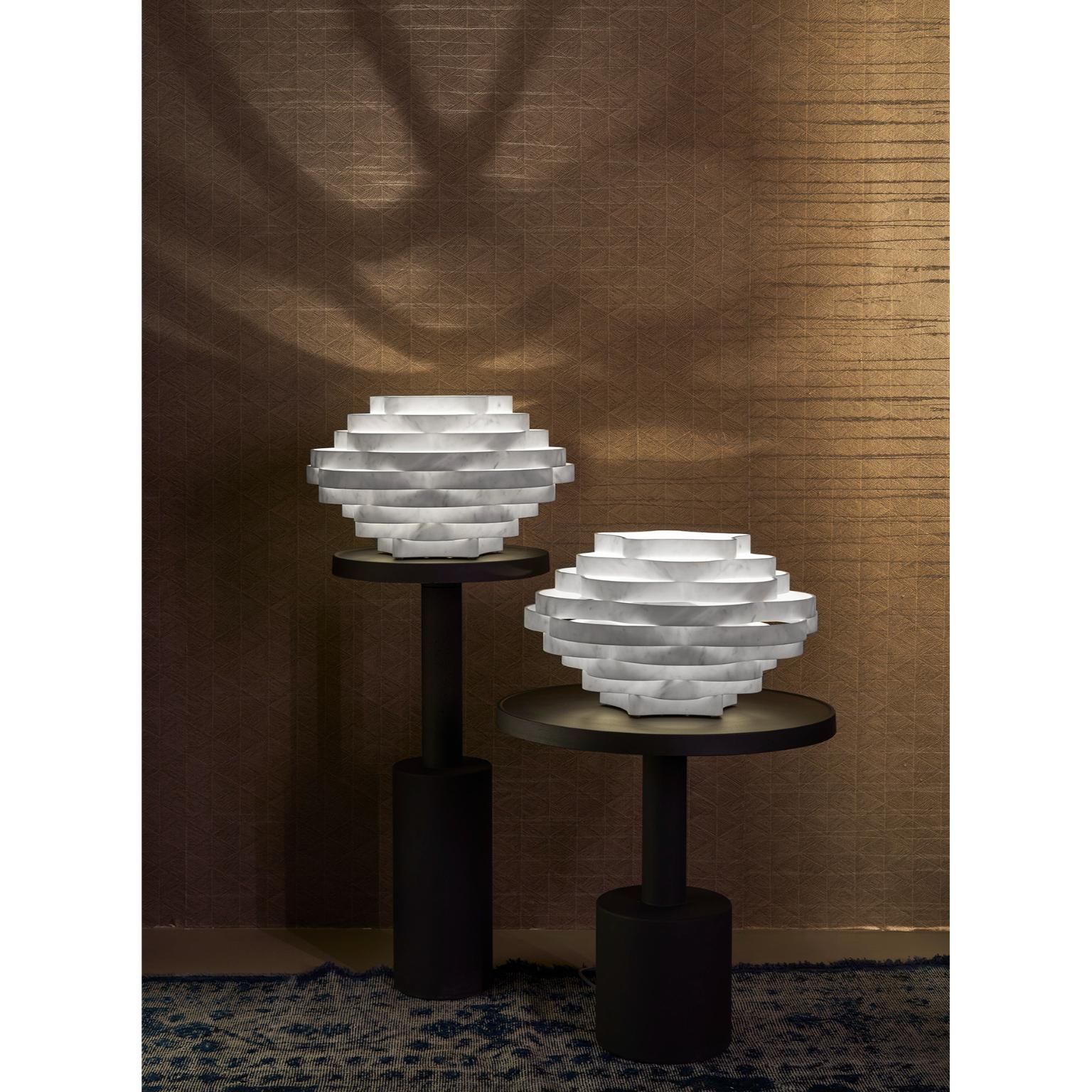 Nest TL2 Decorative Table Lamp in White Carrara Marble by Bufalini Marmi In New Condition For Sale In Geneve, CH