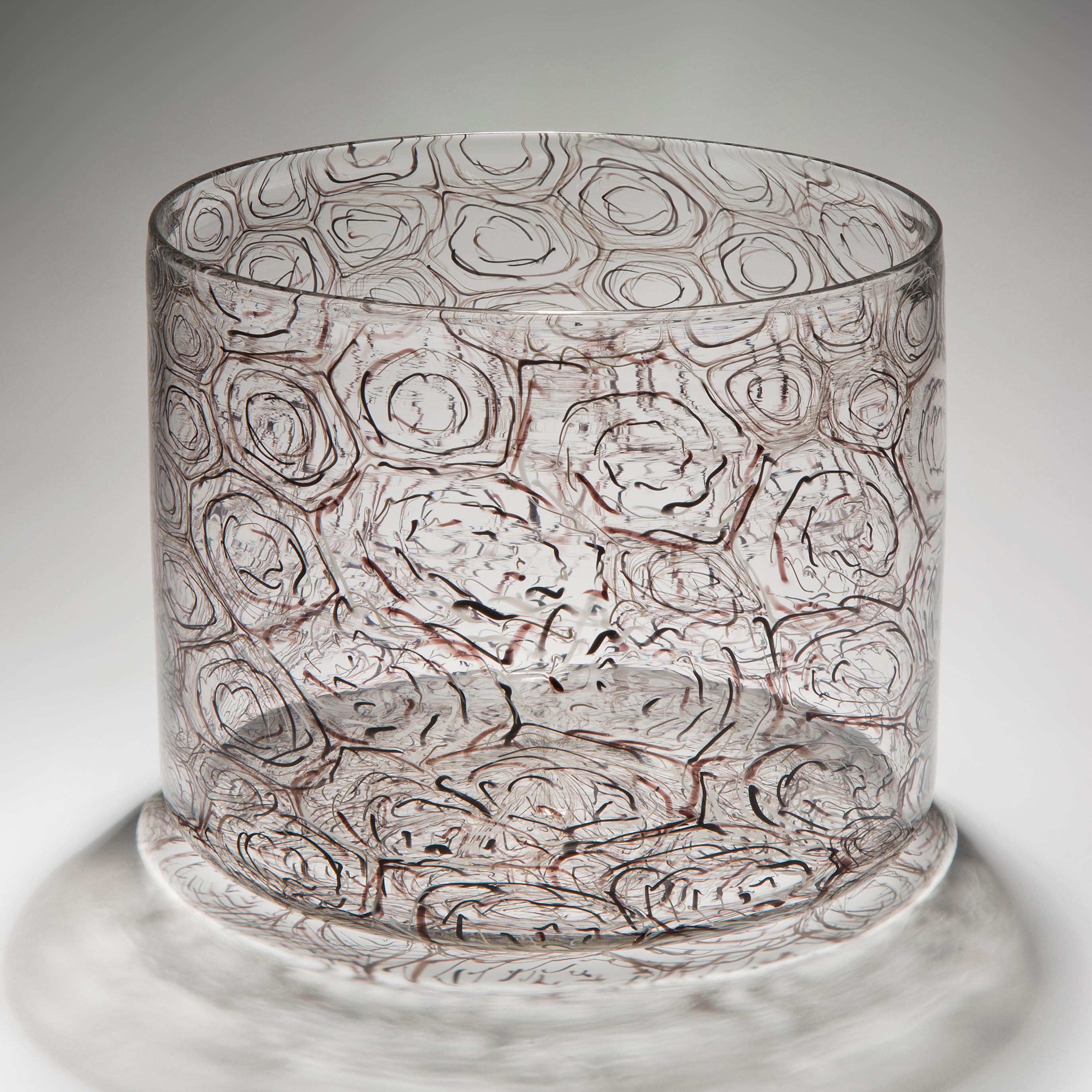 Contemporary Nest XI, a unique clear & aubergine Glass blown sculptural vase by Ann Wåhlström