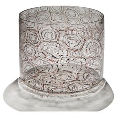 Nest XI, a unique clear & aubergine Glass blown sculptural vase by Ann Wåhlström