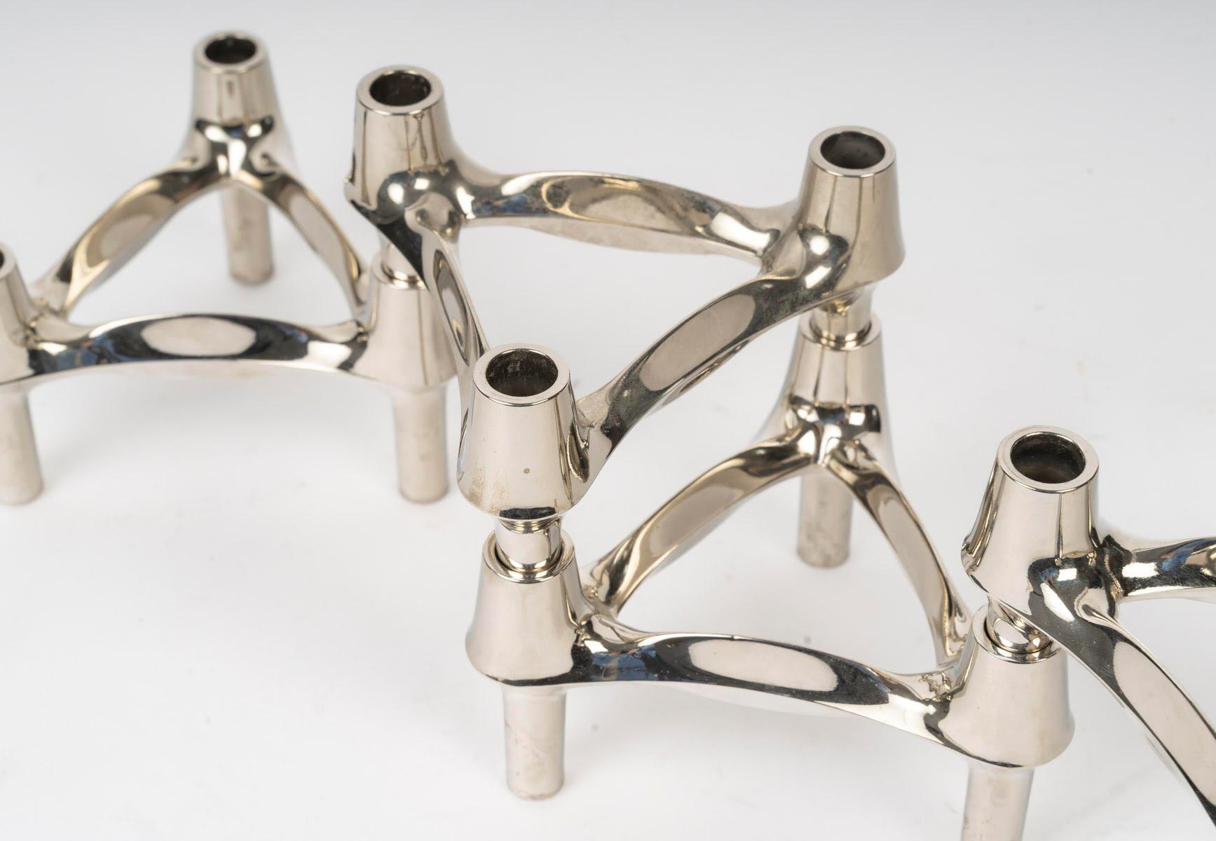 Nestbare und umbaubare Kerzenhalter aus verchromtem Metall, 20. Jahrhundert. im Zustand „Gut“ im Angebot in Saint-Ouen, FR