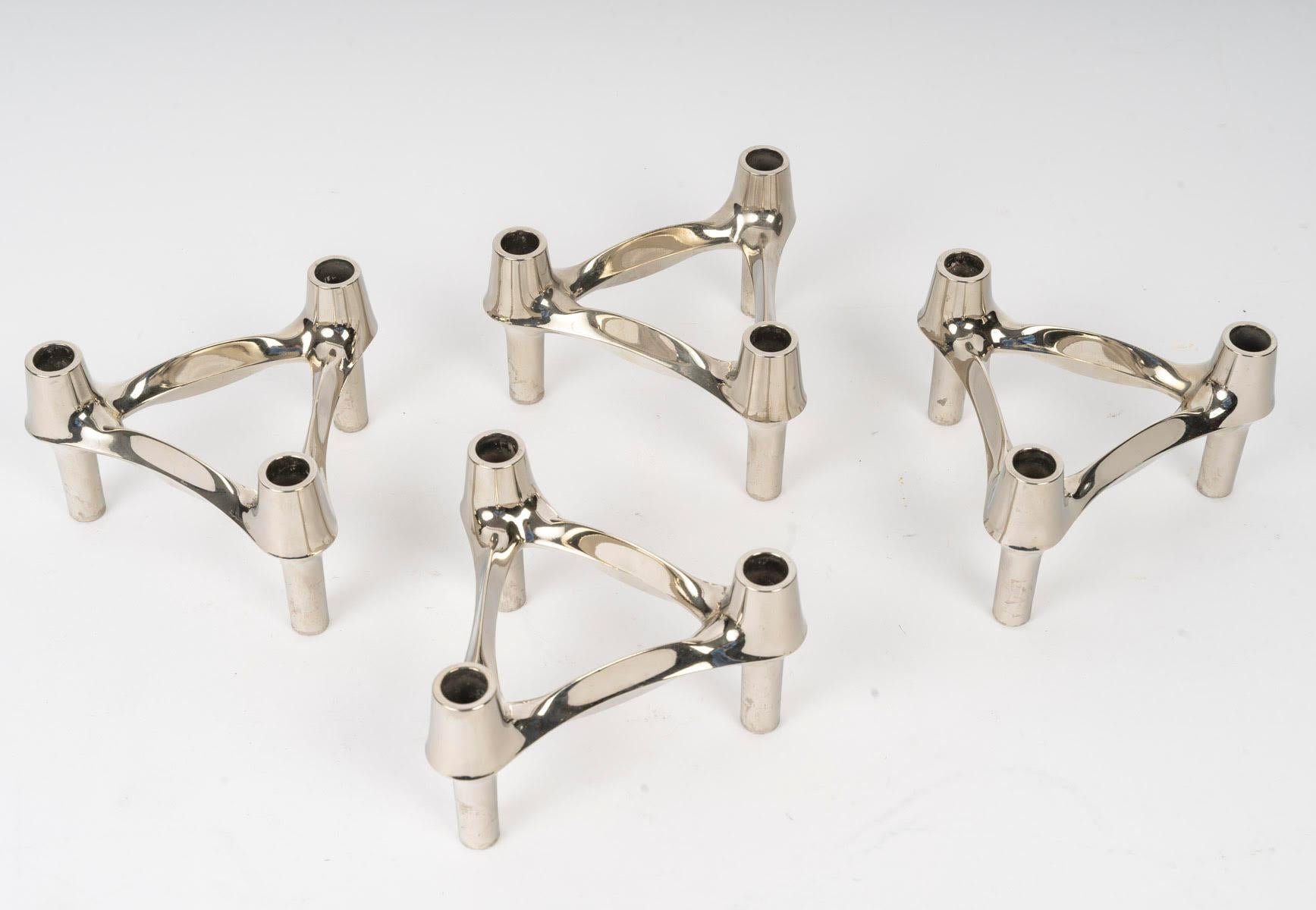 Nestbare und umbaubare Kerzenhalter aus verchromtem Metall, 20. Jahrhundert. im Angebot 3