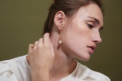 Nested Diamond Vine Freshwater Pearl Drop Earrings – 18ct Yellow Gold