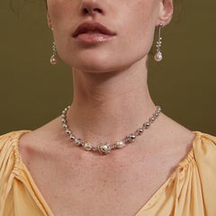 Nested Diamond Vine Freshwater Pearl Drop Earrings – 9ct White Gold