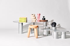 Nested Puddle Tables - Three stacked Aluminum Coffee Tables with Cylinder legs