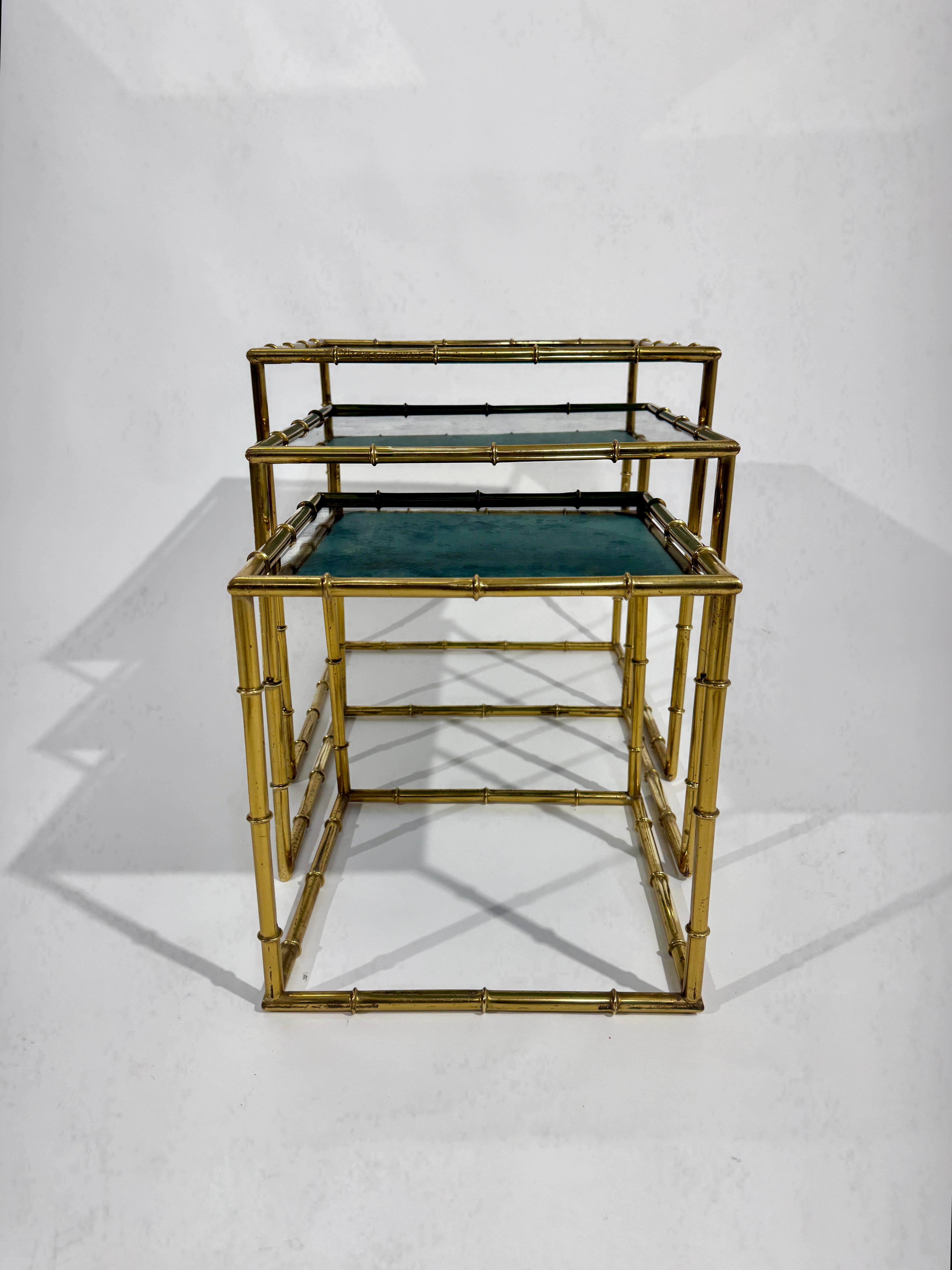 French Nesting Brass Table 