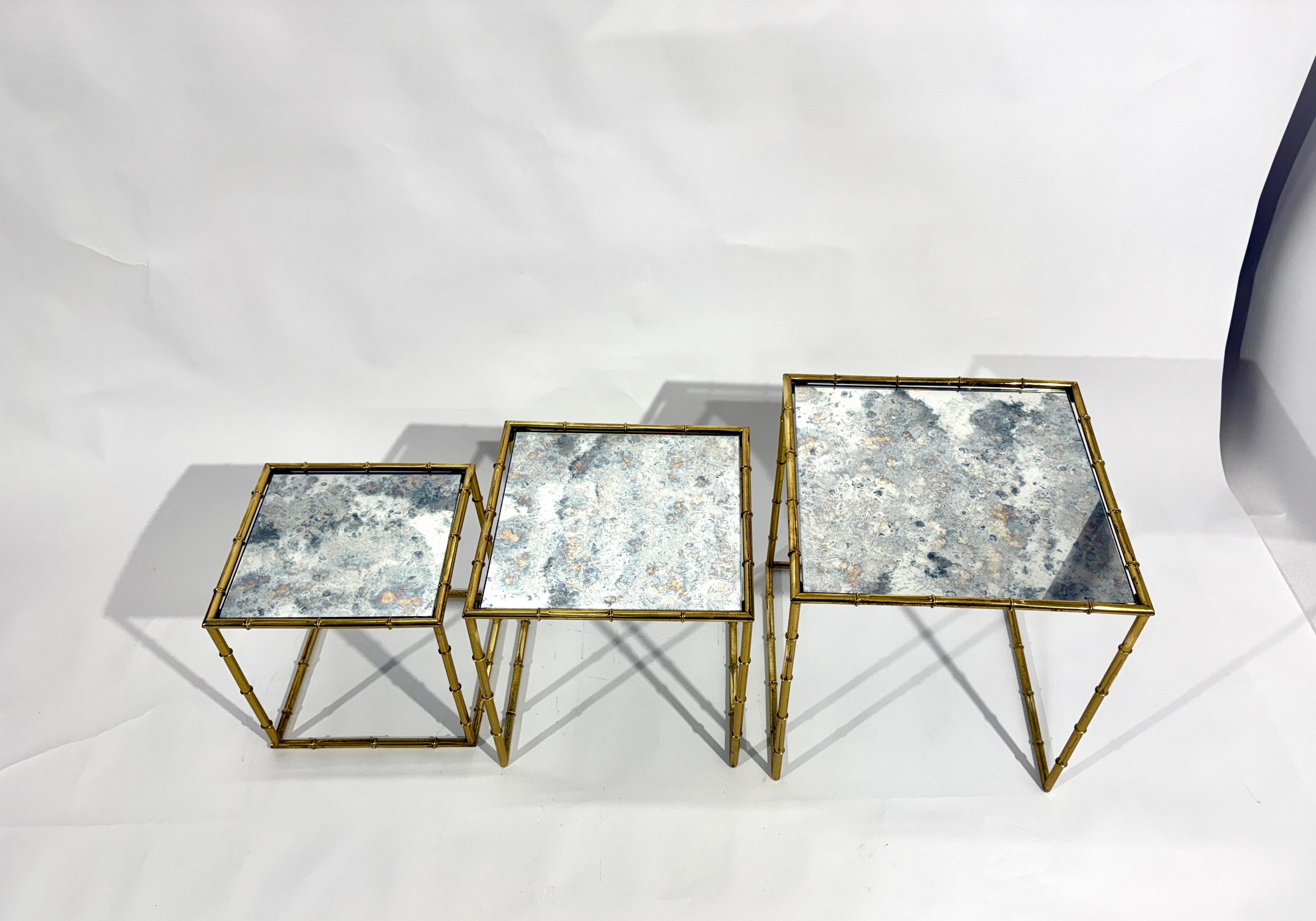 Mid-20th Century Nesting Brass Table 