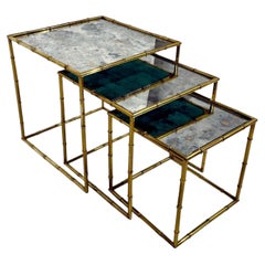 Nesting Brass Table "faux bambous" Maison Baguès