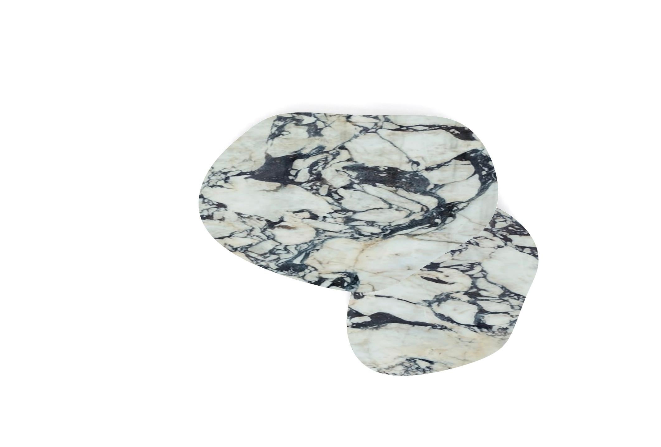 Italian Nesting Calacatta Viola Coffee Tables with Marble Legs For Sale