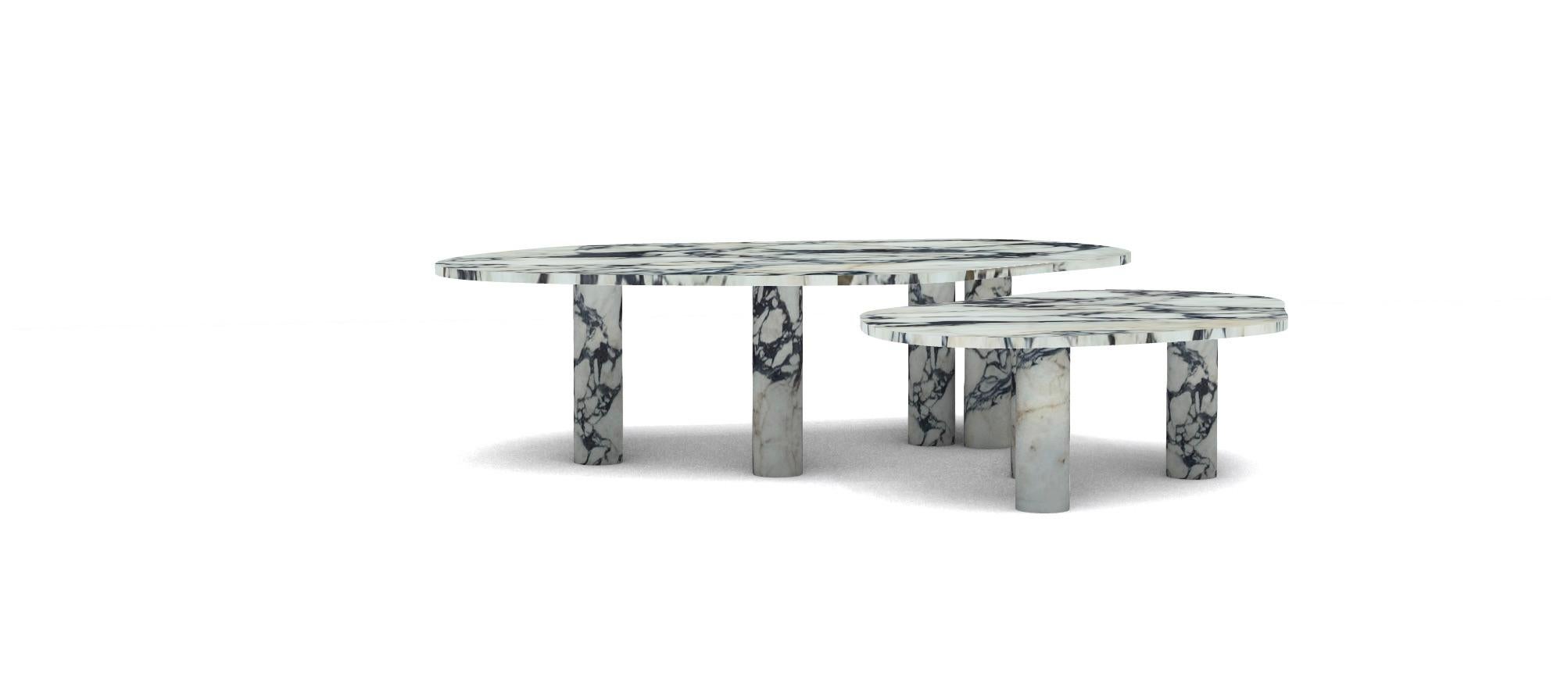 Nesting Calacatta Viola Coffee Tables with Marble Legs In New Condition For Sale In Brooklyn, NY