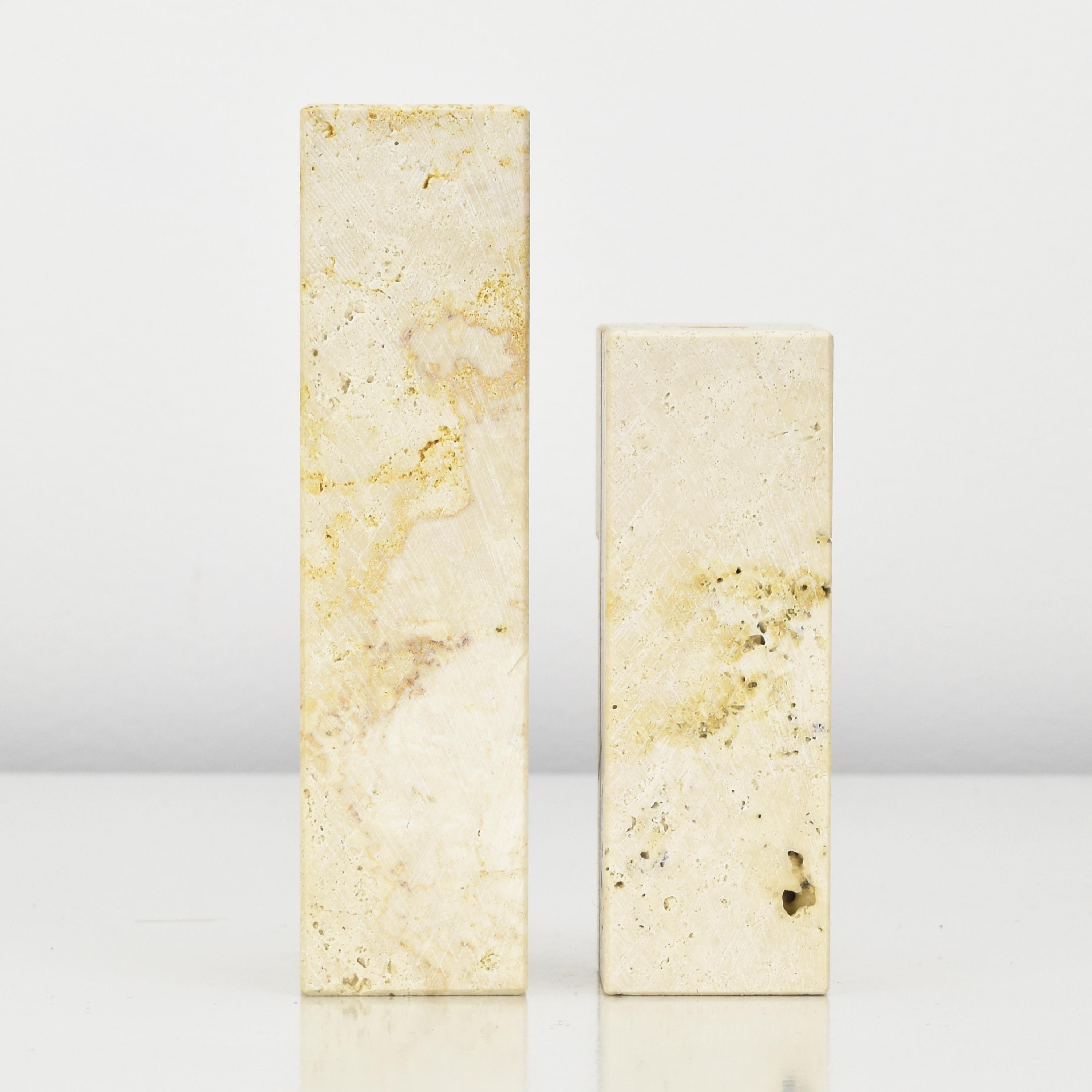 Hand-Crafted Nesting Candle Holders by Fratelli Mannelli Italian Travertine Marble Puzzle For Sale