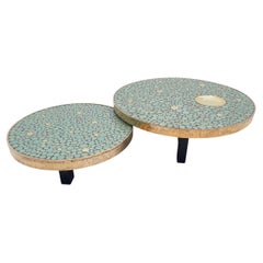 Nesting coffeetables in Bronze and Ceramic By Aliette Vliers